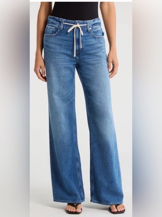 PAIGE Denim - PAIGE Zoey Denim Wide-Leg Drawstring High Rise Relaxed Fit Jeans Size 29